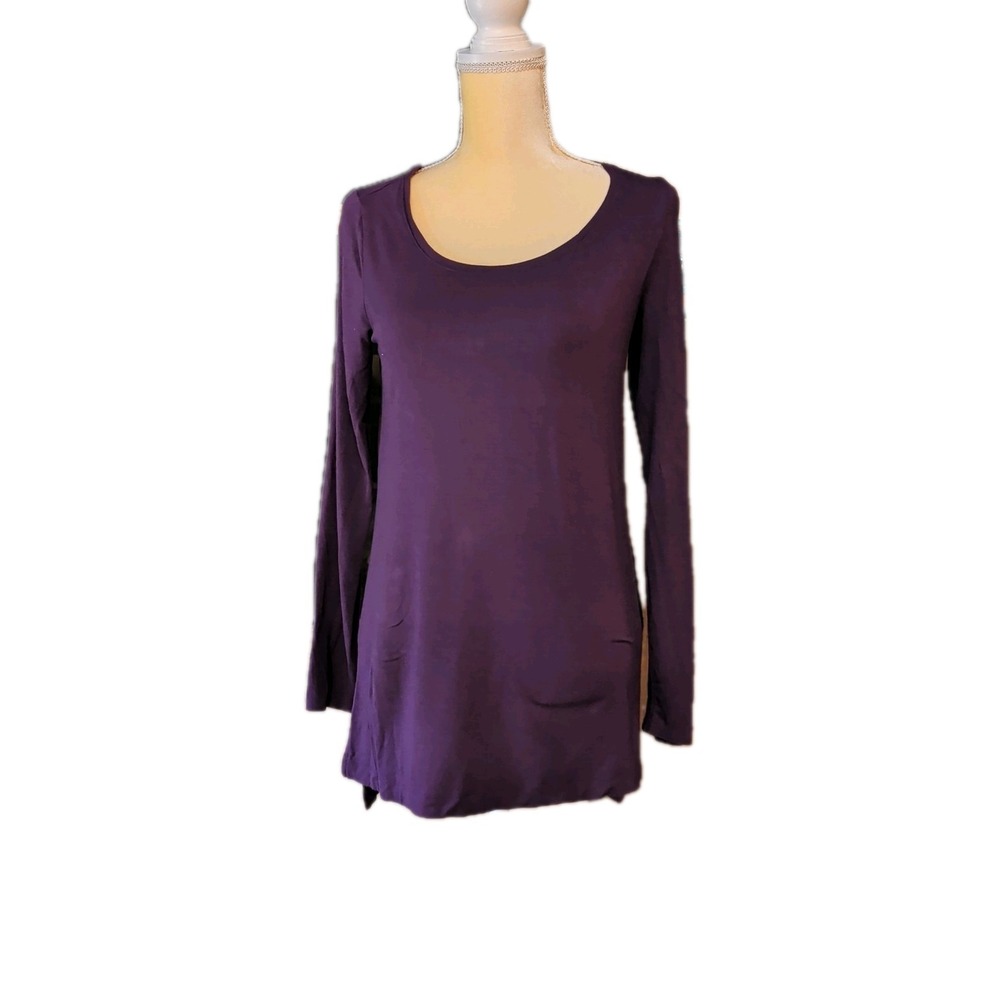 Mercer & Madison Tunic Blouse Purple Long Sleeve Size S Modal Blend